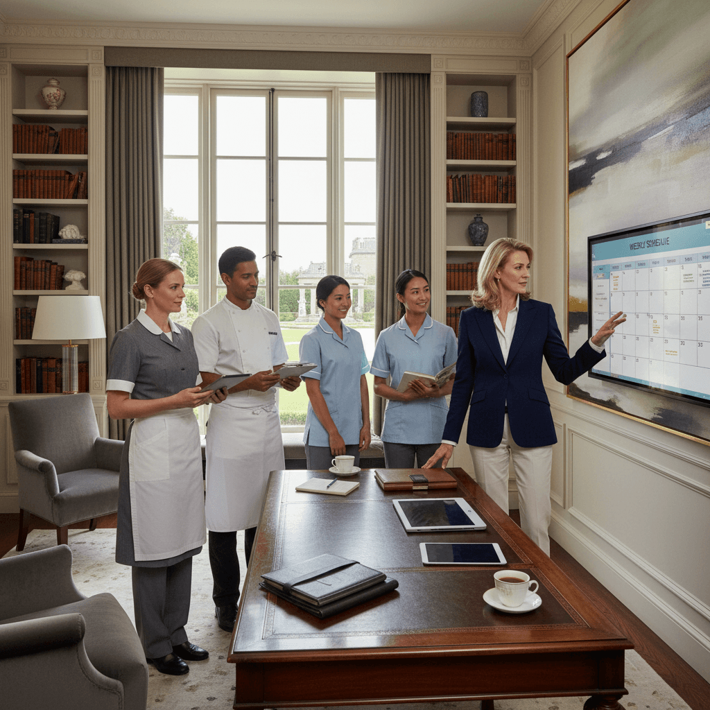 House manager overseeing household management and staff coordination